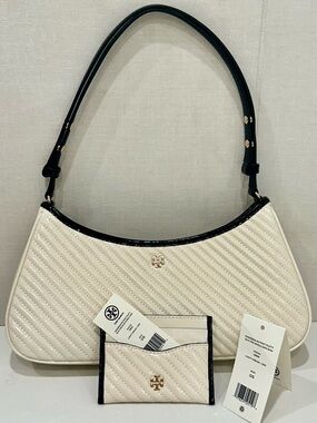 NWT Tory Burch Classy Emerson Patent Puffy Quilted Shoulder Bag & Card Case Set
